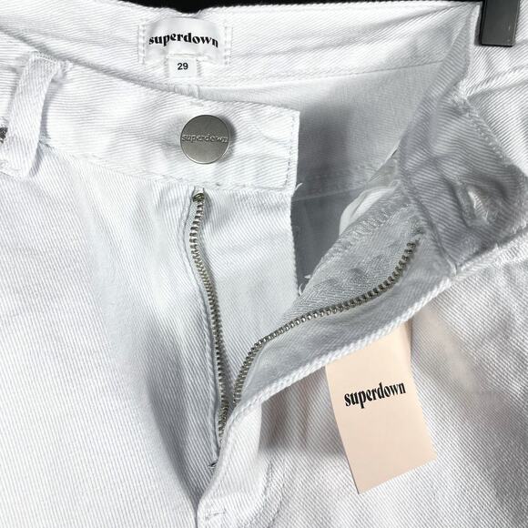 Superdown Lori Denim Short White Distressed Cut-Off Frayed Hem Sz 29 - Picture 8 of 11